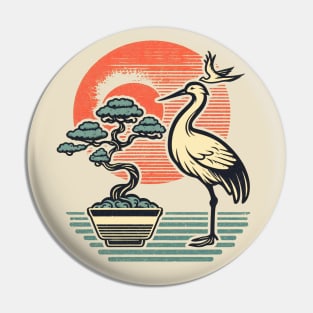 Japanese Bonsai and Crane Rising Sun Dojo Pin