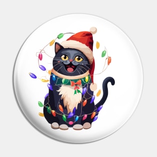 Christmas Lights Cat Merry Catmas Pin