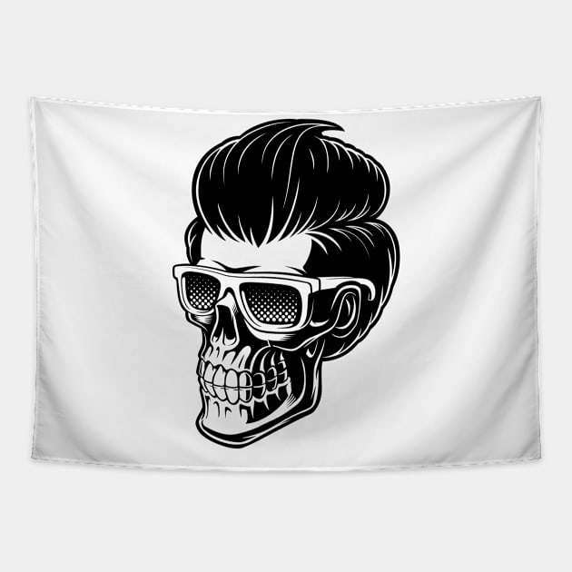 hipster barber skull Tapestry by Wisdom-art