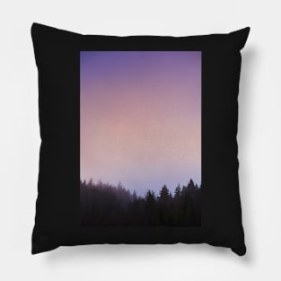 Pink Violet Sunset Over A Forest Pillow