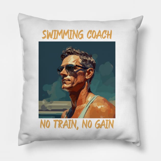 swim instructor, swim coach, swimming trainning, fun designs v4 Pillow by H2Ovib3s