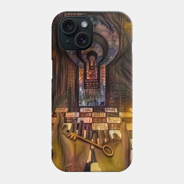 Unlock Knowledge. Mystic keyhole in the wall Phone Case by rolffimages