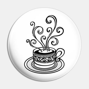 Tea or Coffee House Template with Cup and Swirl Hot Steam Pin