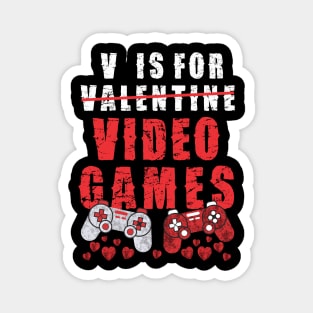 V Is For Video Games Funny Valentines Day Gamer Boy Men Magnet