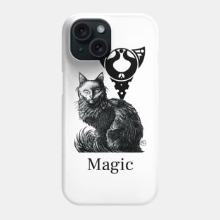 Magic Black Cat - Black Outlined Version - Magic Quote Phone Case