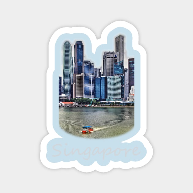 Amphibious Vehicle in front of Singapore Skyline Magnet by holgermader