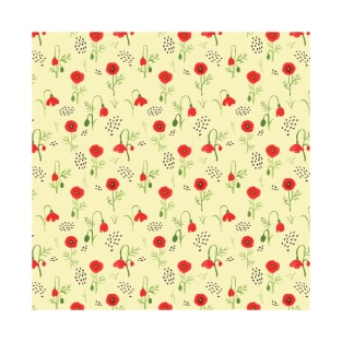 Poppy Flower Pattern T-Shirt