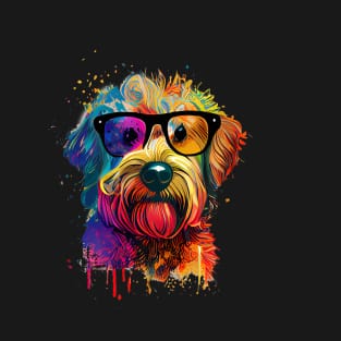 Colourful Cool Golden Doodle Dog with Sunglasses T-Shirt