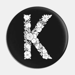 Floral Letter K Pin