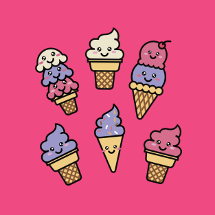 Kawaii Ice Cream Pattern T-Shirt