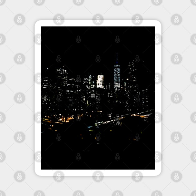 All of the Lights Manhattan Skyline Night Brooklyn Bridge New York City Magnet by eleonoraingrid