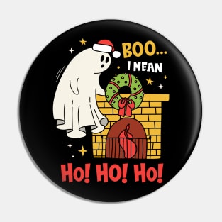 Boo I Mean Ho Ho Ho Halloween Ghost Funny Christmas Pin