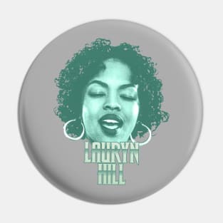 Retro Lauryn Hill Green Halftone Pin