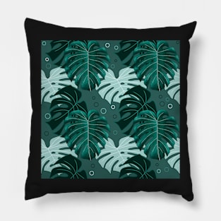 Monstera Pattern - Teal Pillow