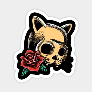 Skull Kitty Cat Tattoo Graphic Magnet