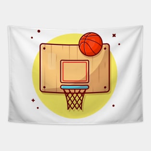 Basket Ball And Ring Cartoon Vector Icon Illustration (2) Tapestry