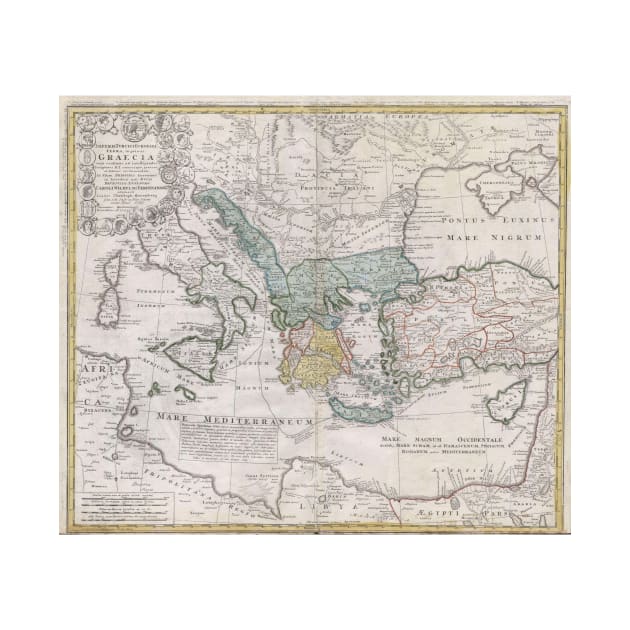 Vintage Map of Greece (1741) by Bravuramedia