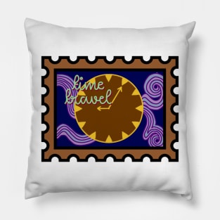 Time Travel Postage Stamp Pillow