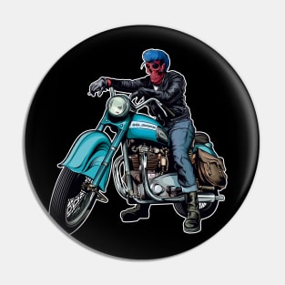 Pink Skull on Motorcycle Pin