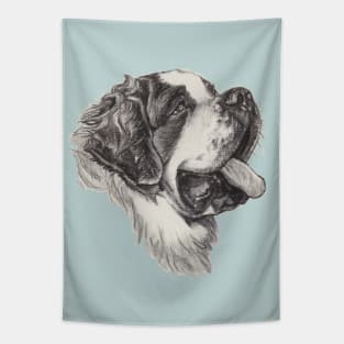 Saint Bernard Dog Portrait Tapestry