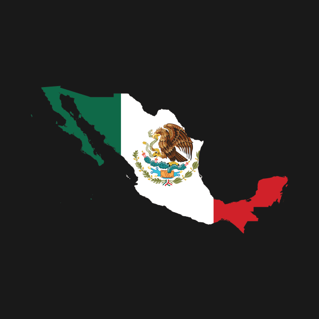 Flag Map of Mexico, Mexican Country Map Outline with National Flag Inside by Mashmosh