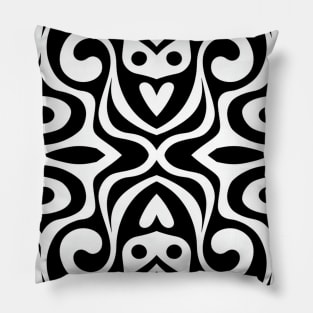 Black and White Heart Abstract Pillow