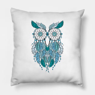 Blue Dream Catcher Owl Pillow