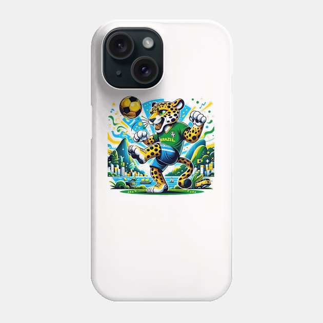 Brazilian Funny Leopard Soccer Phone Case by Sambastyles