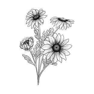 Daisies Line Art T-Shirt