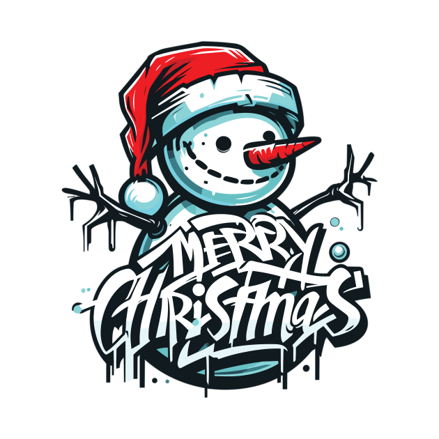 Merry Christmas Graffiti Snowman by pixelmeplease