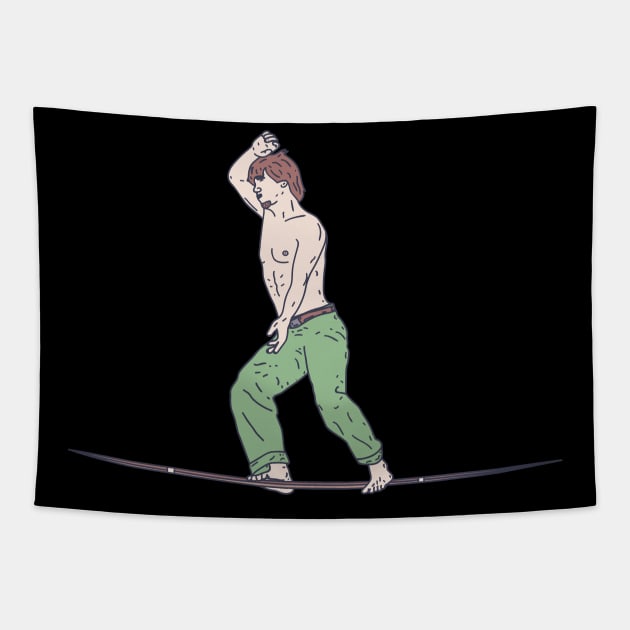 Tightrope - Wire Balancing - High-wire Acrobat Tapestry by DeWinnes