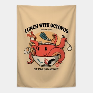 Cute Lunch With Octopus Ramen Noodle Tapestry