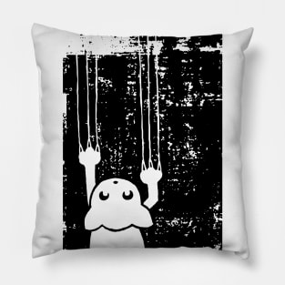 Scratch Cat Grunge Distressed Cute Cat Black Pillow