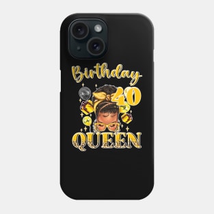 40th Birthday queen afro messy bun b-day Gift For Women Phone Case