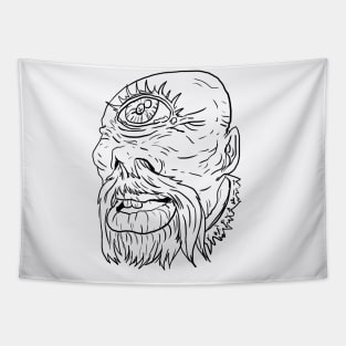 Cyclops Scary Monster Horror Black Lineart Tapestry