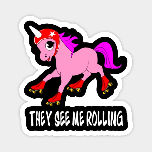 unicorn roller skate roller skating inliner gift Magnet by Xizin Gao