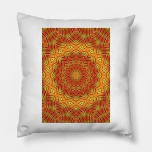 Vibrant Gold abstract symmetric mandala pattern Pillow