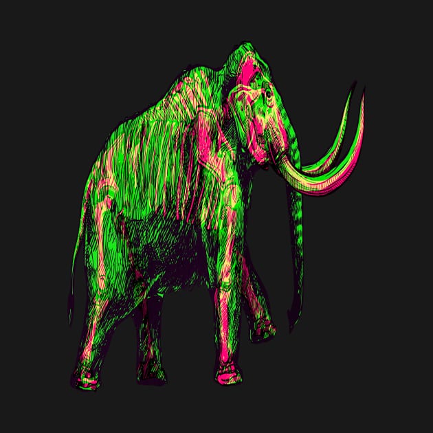 Mammoth Skeleton Interactive Magenta&Green Filter T-Shirt #2 By Red&Blue by RedAndBlue