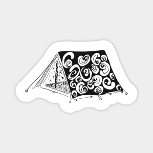 Camping Tent Line Drawing Magnet