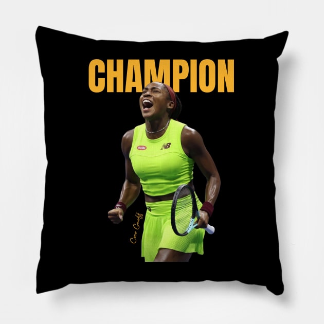Coco Gauff Tennis player USA Open Pillow by Danemilin
