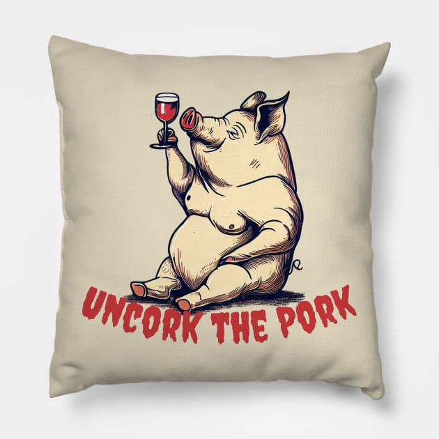 Uncork the Pork Piggy Wine Taster Pillow by Japanese Fever