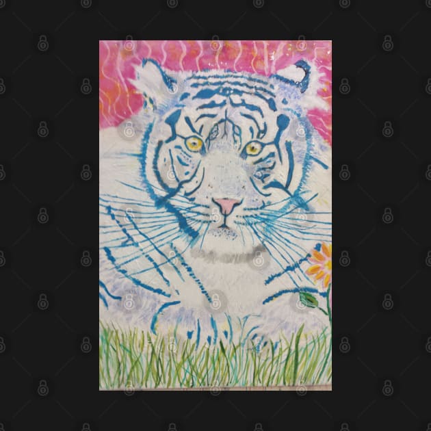 Blue Tiger cat acrylic painting by SamsArtworks