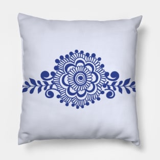 Blue Henna Tattoo - Blue Mehendi Motifs Pillow