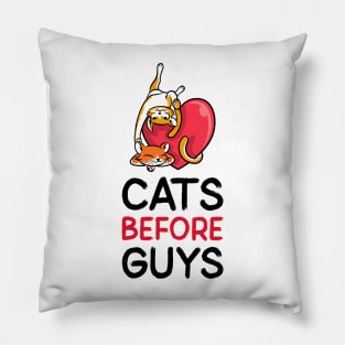 VALENTINE CATS BEFORE GUYS Pillow