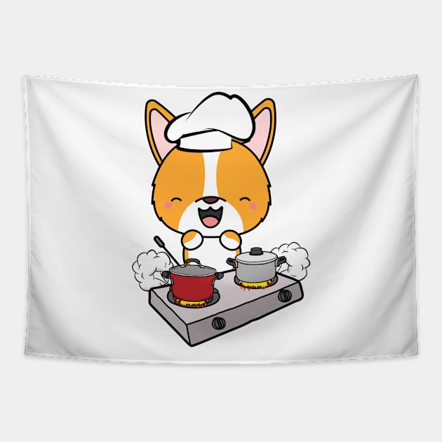 Funny corgi is cooking Tapestry by Pet Station