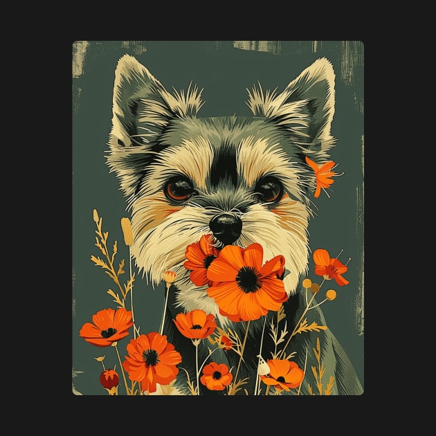 Yorkshire Terrier Flowers Photo Art Design For Dog Onwer by karishmamakeia