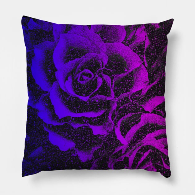 Blue Purple Floral mask with colourful roses pattern flowers Pillow by designsbyxarah