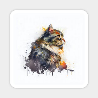 Colorful illustrated cat head Magnet