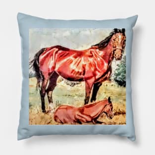 Mare and foal 1 Pillow