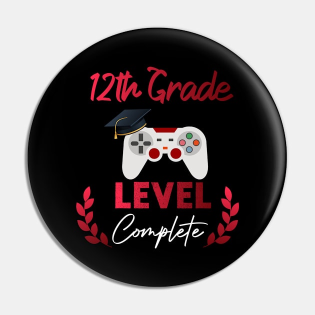 12th Grade Level Complete, 12th grade Graduation Gamer Pin by foxfieldgear